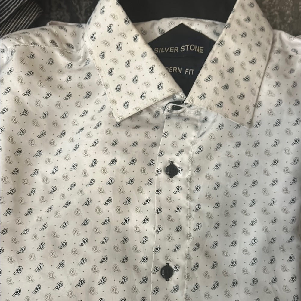 Silverstone modern fit button up paisley shirt